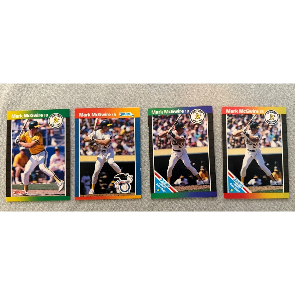 Mark McGwire Donruss Baseball Card Lot of 4 1989 #95 #1 Grand Slammers #7